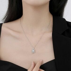 VVS1 2 CTW*Radiant-Cut & Baugette With Round Moissanite Pendant Necklace